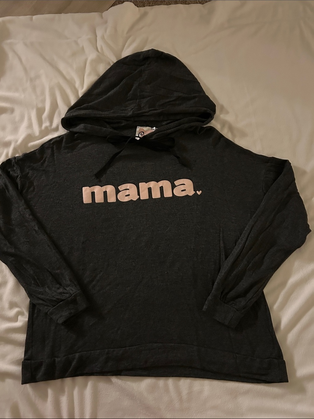 Cute by Daisy  “nwt” charcoal gray Hoodie with Pink "mama." Logo SZ: M